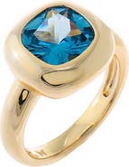 BY ADINA EDEN Aquamarine CZ Cushion Cut Ring