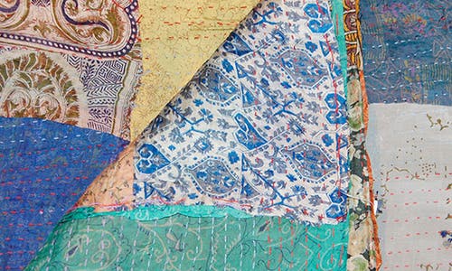 Taj Hotel Kantha Silk Throw Blanket In Multi 6
