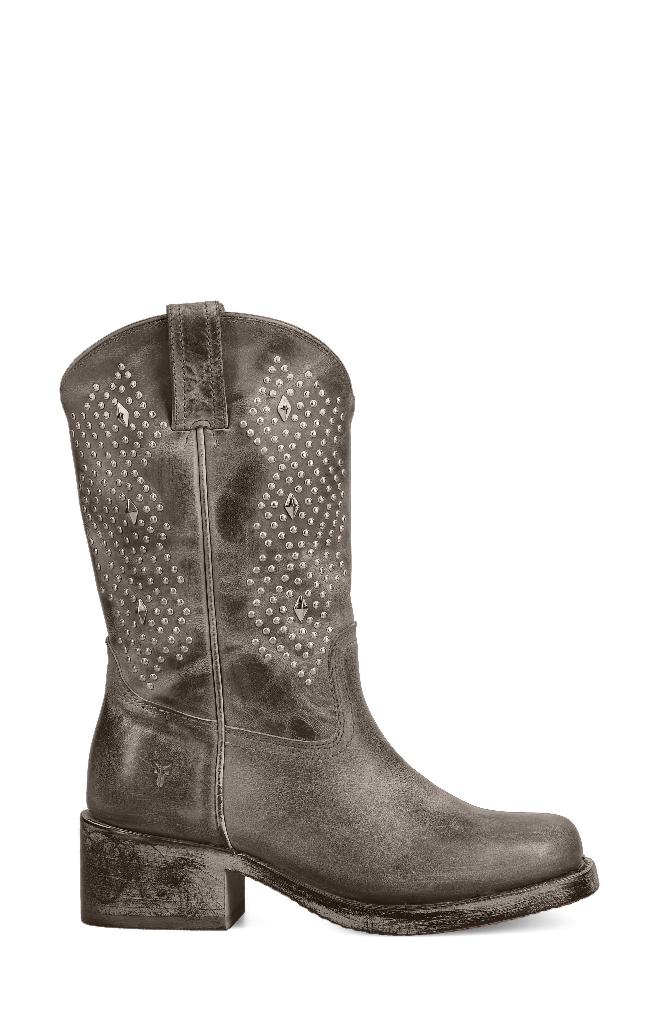 Campus Deco Stud Leather Western Boot, Alternate, color, DUSTY TAUPE