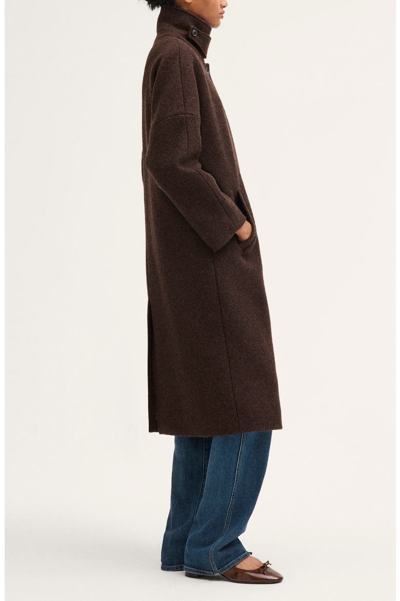 The Simone Cocoon Coat in Boiled Wool, Alternate, color, RICH BROWN