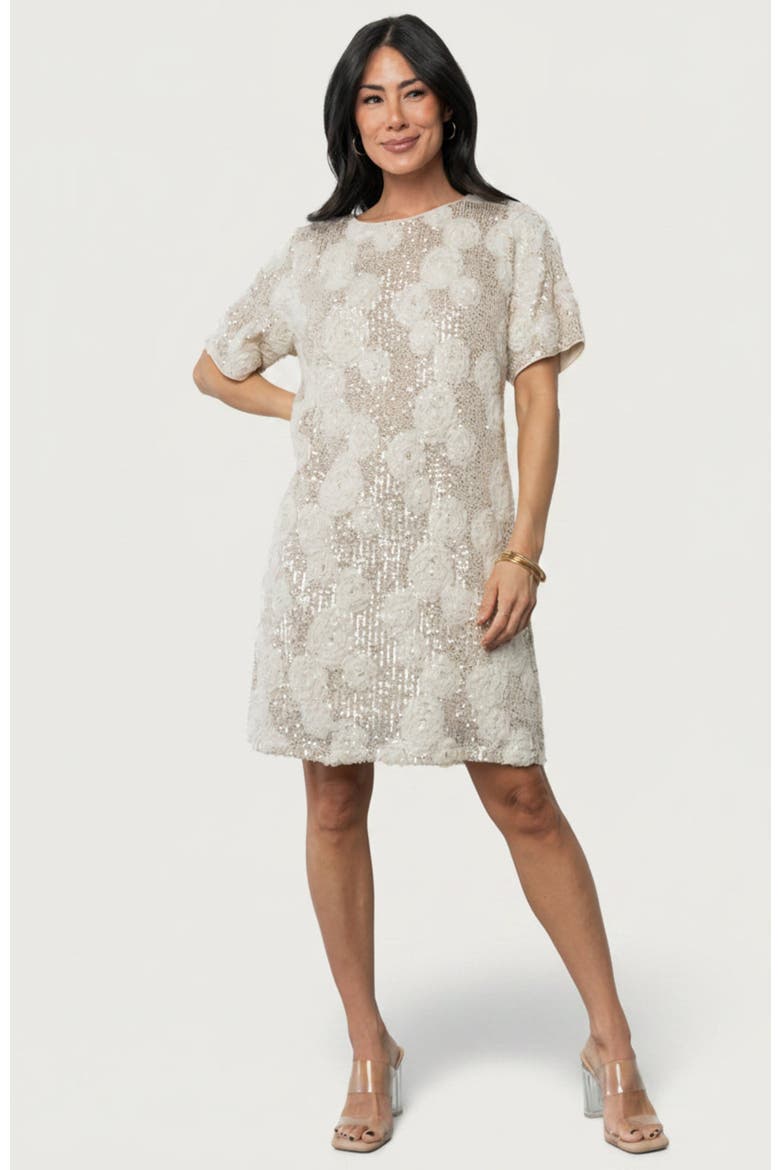 Rhea Sequin Short Dress, Main, color, Ivory