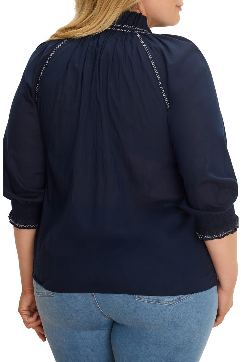 Zigzag Stitch Button-Up Shirt, Alternate, color, DARK INDIGO