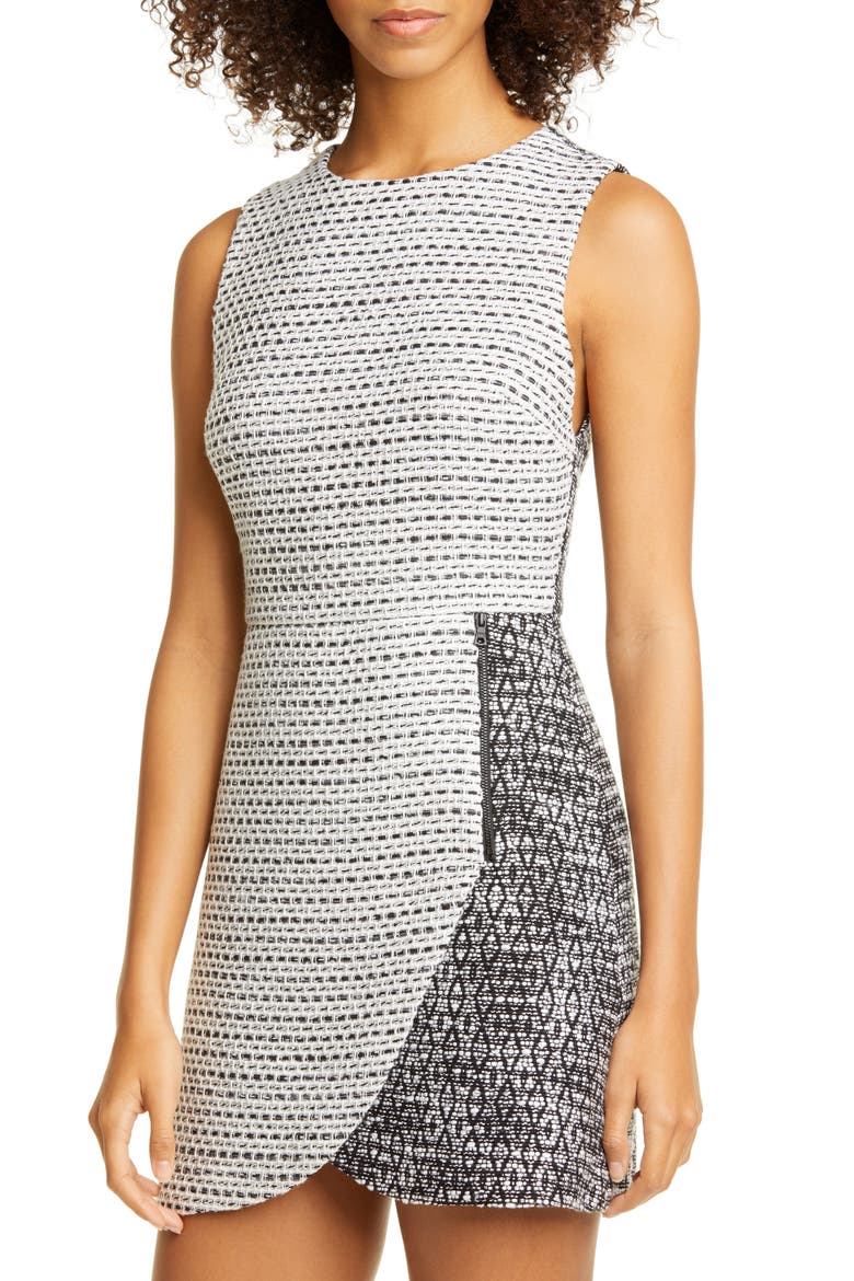 Sally Zip Detail Minidress, Alternate, color, WHITE/ BLACK