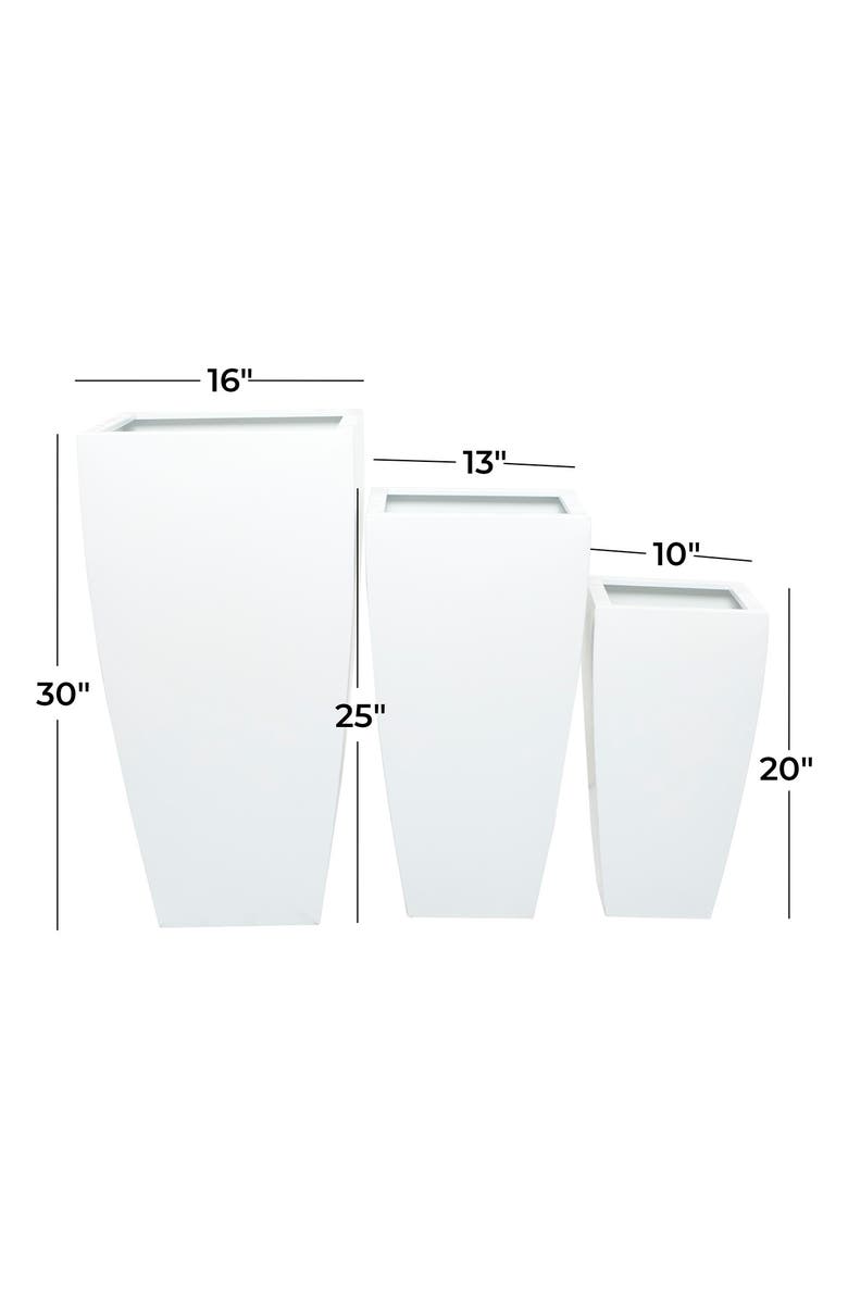 VIVIAN LUNE HOME White Metal Modern Planter with Tapered Base & Fluted Design - Set of 3, Alternate, color,