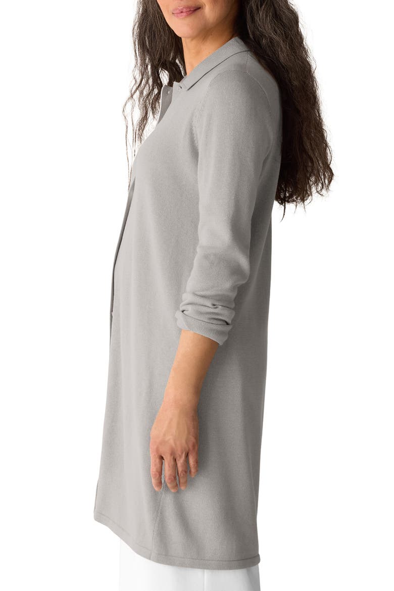 Collared Organic Cotton Blend Cardigan, Alternate, color, CHALK
