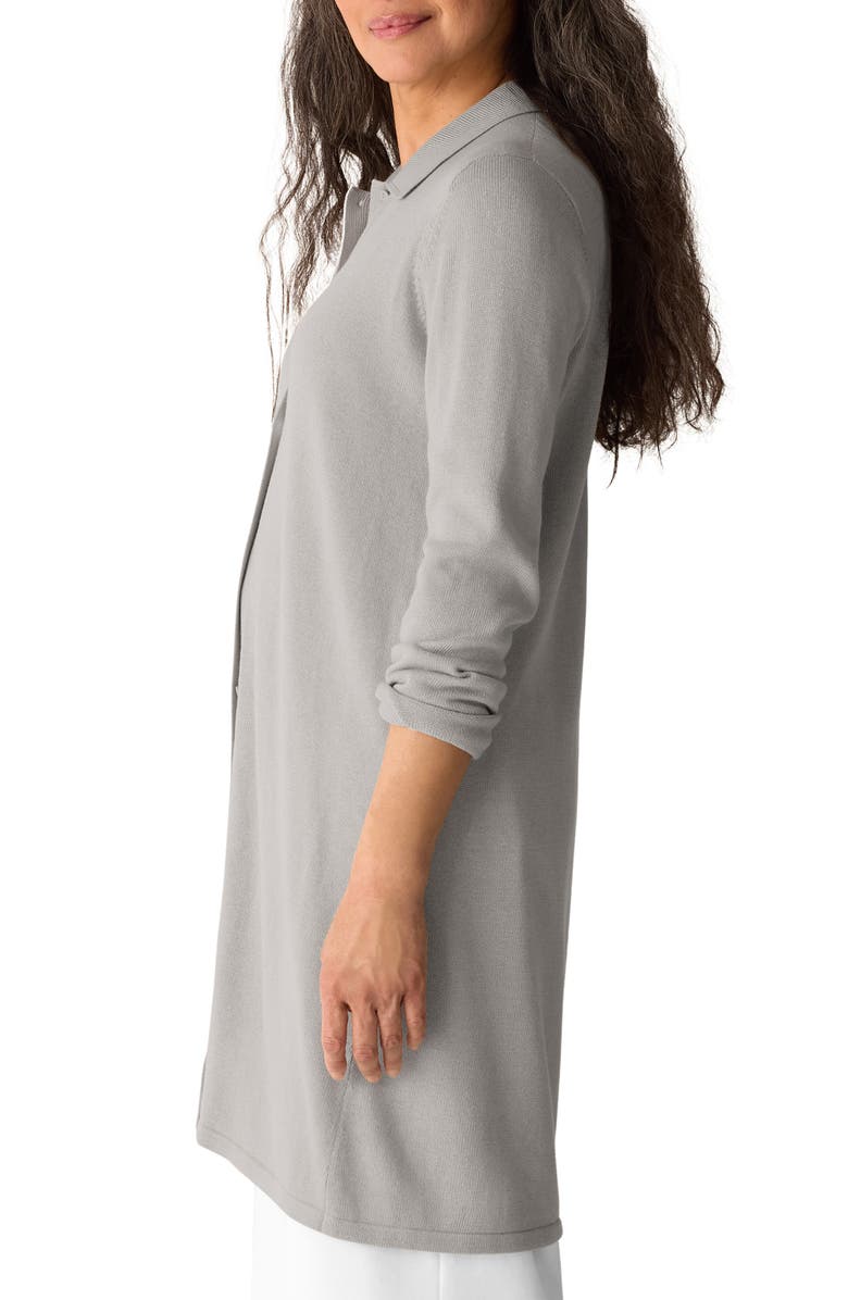 Eileen Fisher Collared Organic Cotton Blend Cardigan, Alternate, color, Chalk