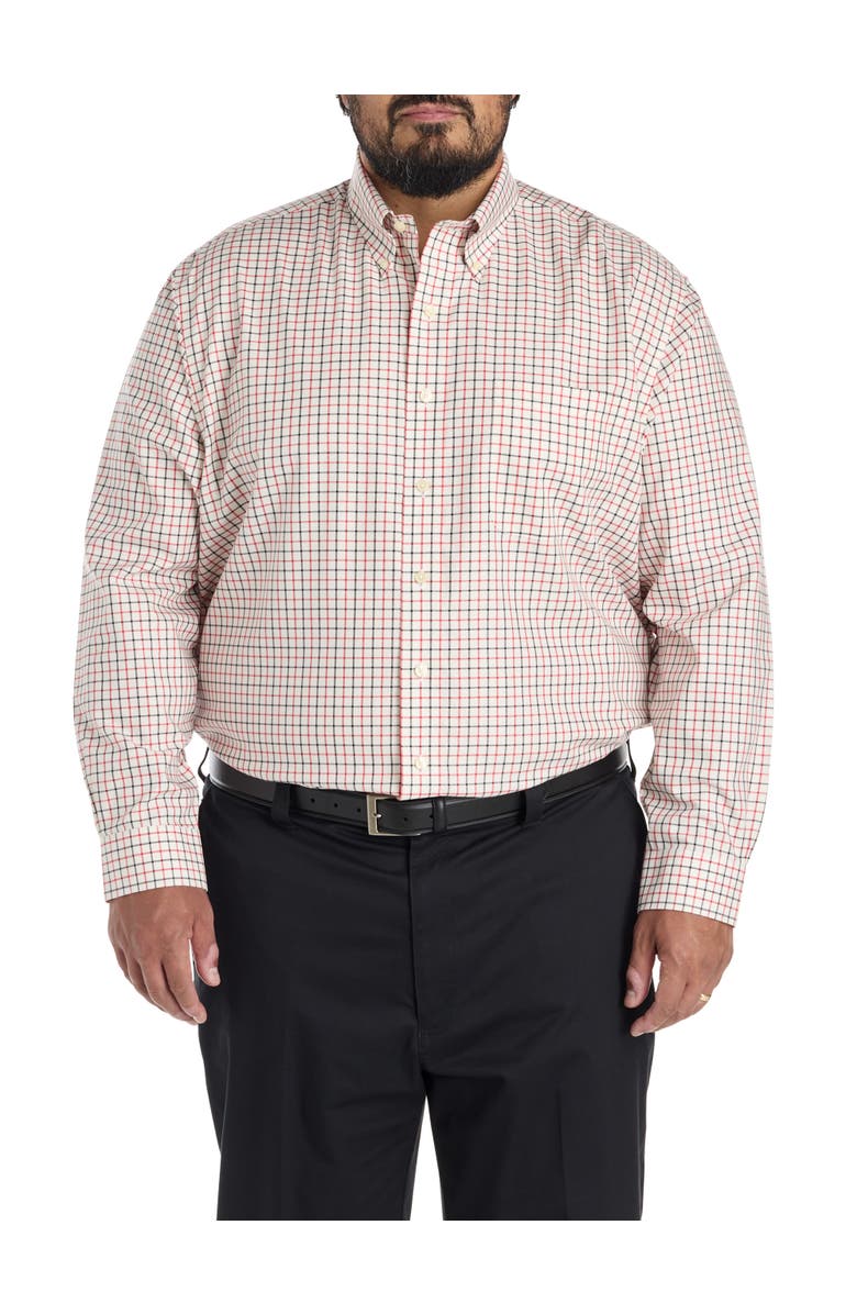 Brooks Brothers Big & Tall Non-Iron Plaid Sport Shirt, Alternate, color, Ivory Red Black