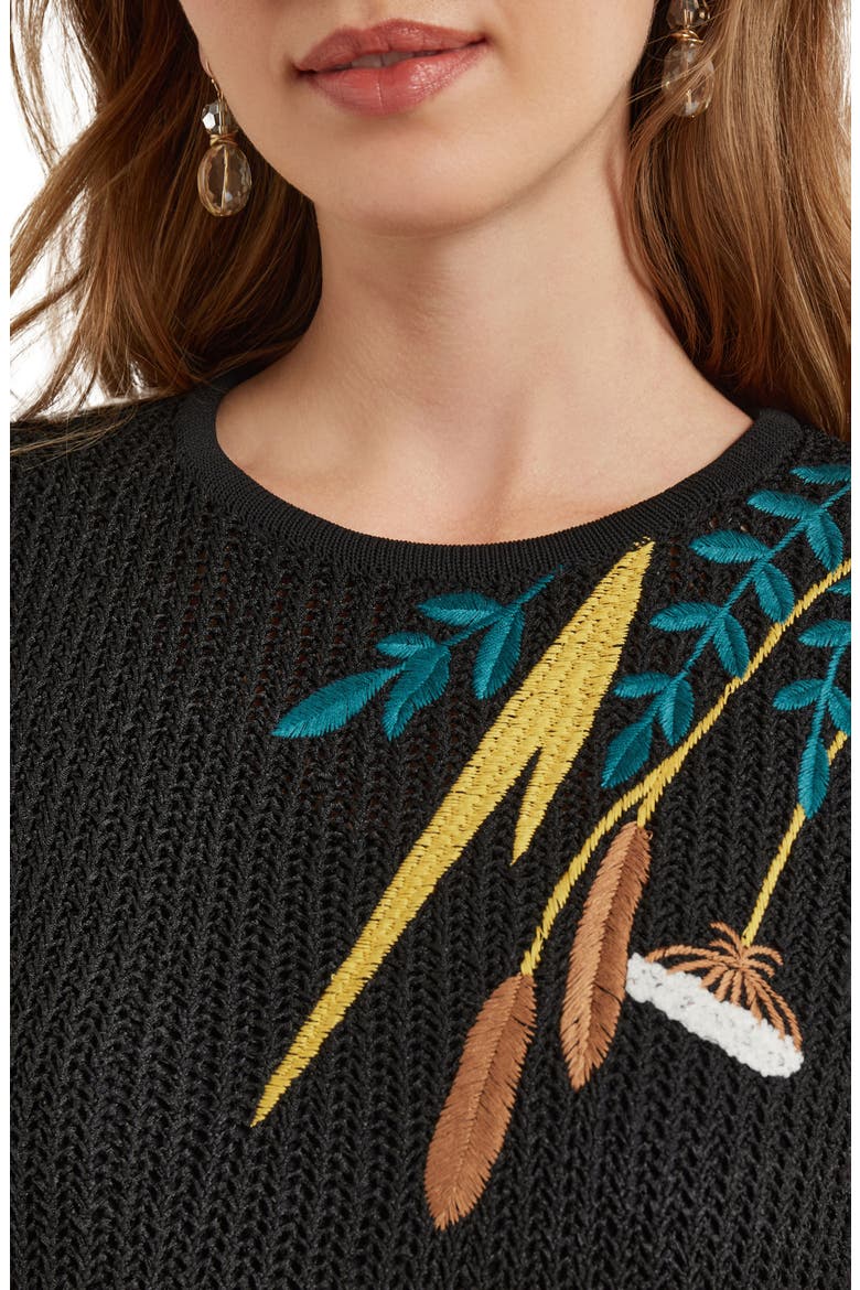 Embroidered Sleeveless Minidress, Alternate, color, BLACK/OCHRE/SPRUCE/COPPER/NEW