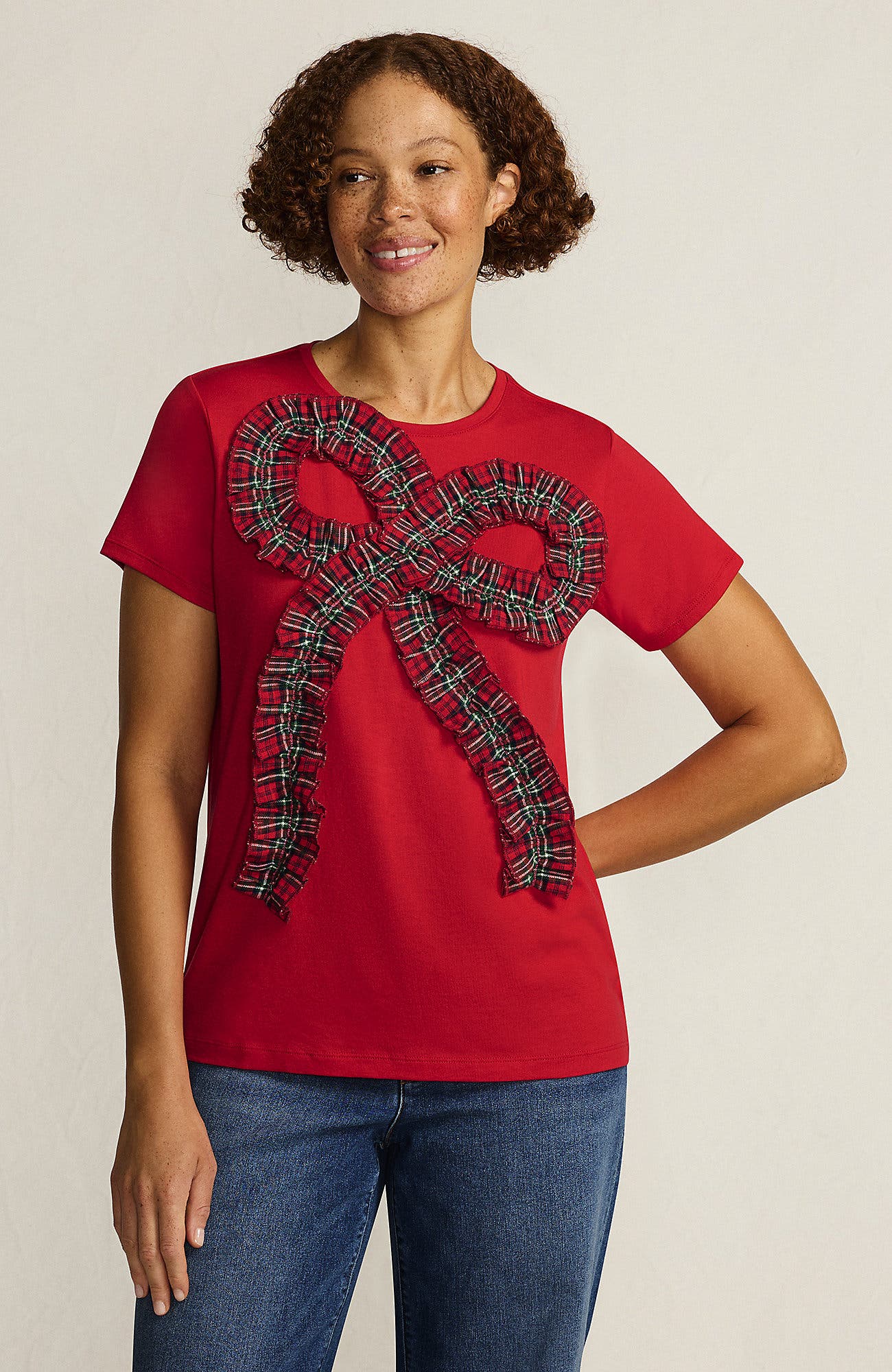 Compass Red Bow Plaid