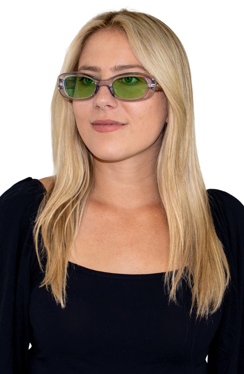 Fifth & Ninth Maxi 56mm Polarized Oval Sunglasses, Alternate, color, Gray/ Pistachio