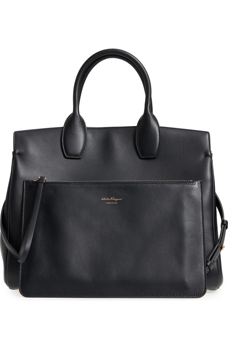 FERRAGAMO Salvatore Ferragamo Studio Calfskin Leather Top Handle Tote, Alternate, color,