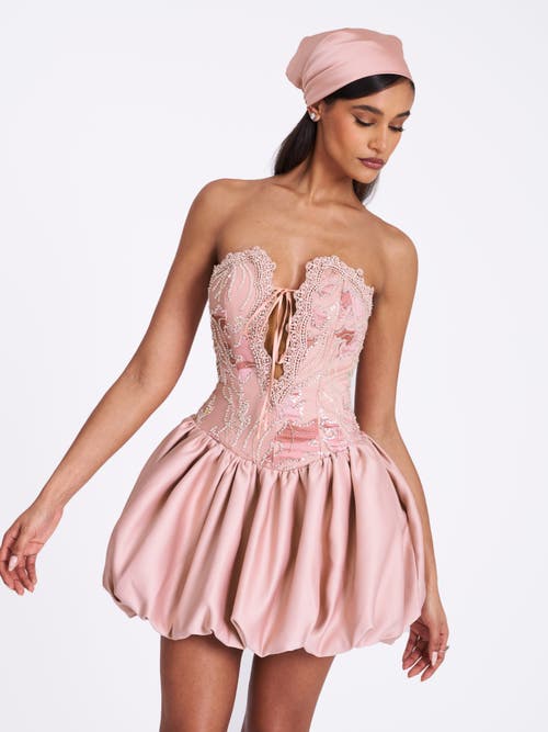 Miss Circle Palesa Ballet Style Embroidered Bubble Hem Mini Dress In Pink