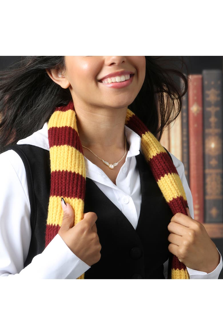 Golden Snitch Necklace With Crystals And Pearl, 18"+2", Alternate, color, Metallic Gold
