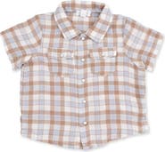 Angel Dear Kids' Western Plaid Organic Cotton Button-Up Shirt