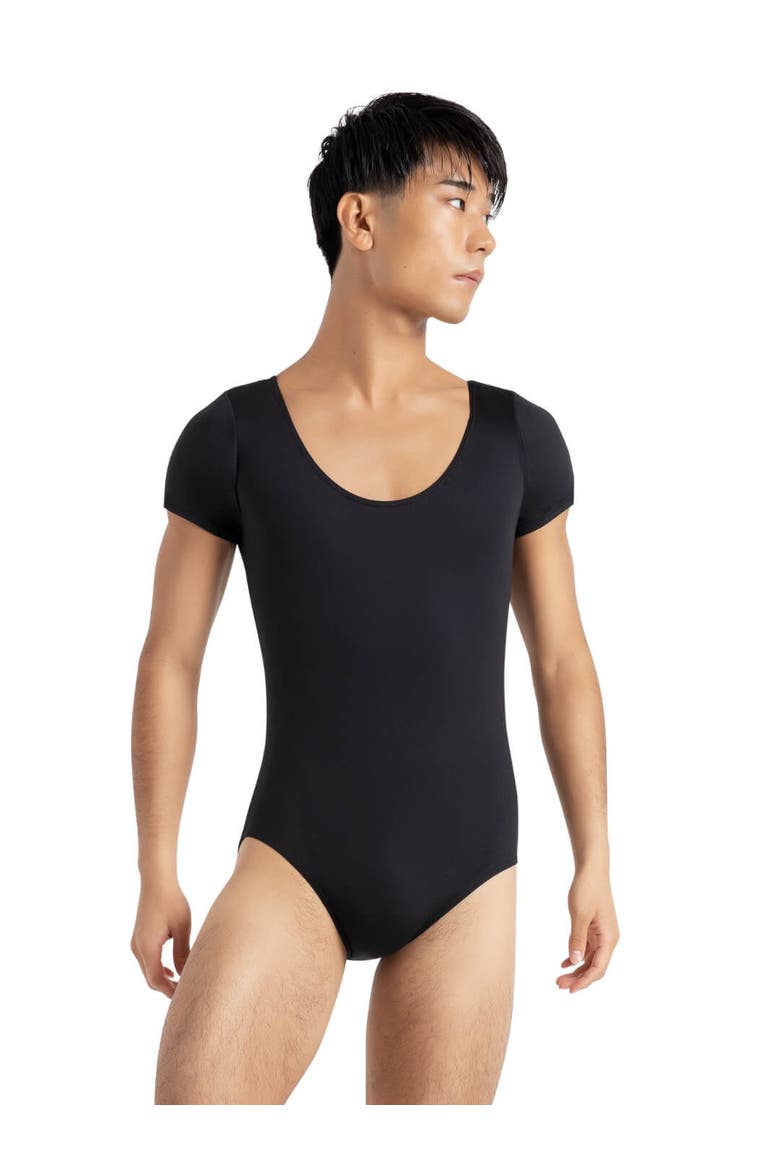 Tactel® Short Sleeve Leotard, Main, color, black
