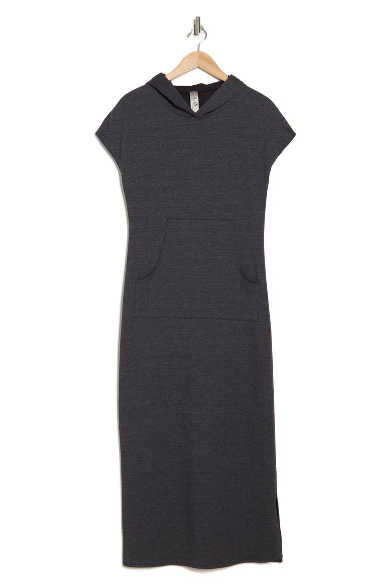Short Sleeve Hoodie Dress, Alternate, color, CHARCOAL FRENCH TERRY