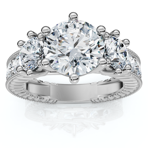 Certified 3 1/2Ct Elizabeth Diamond Engagement Vintage Ring 14k Gold Lab Grown