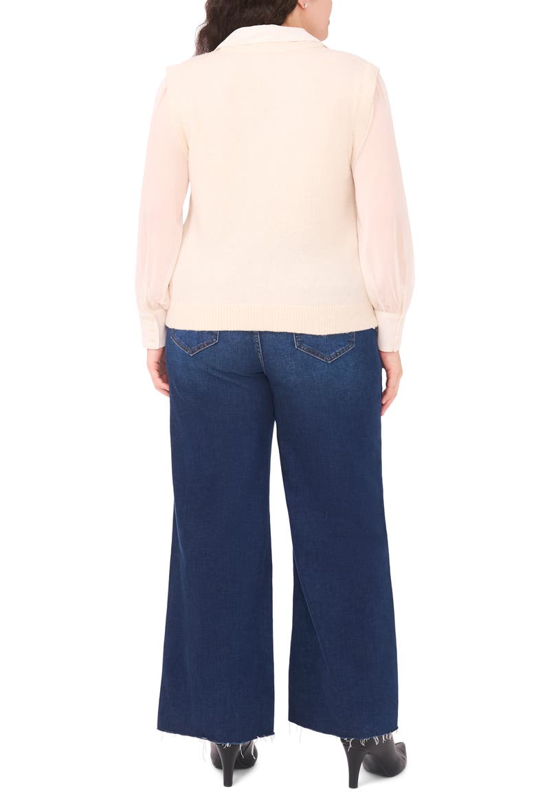 Mixed Media Long Sleeve Sweater, Alternate, color, BIRCH