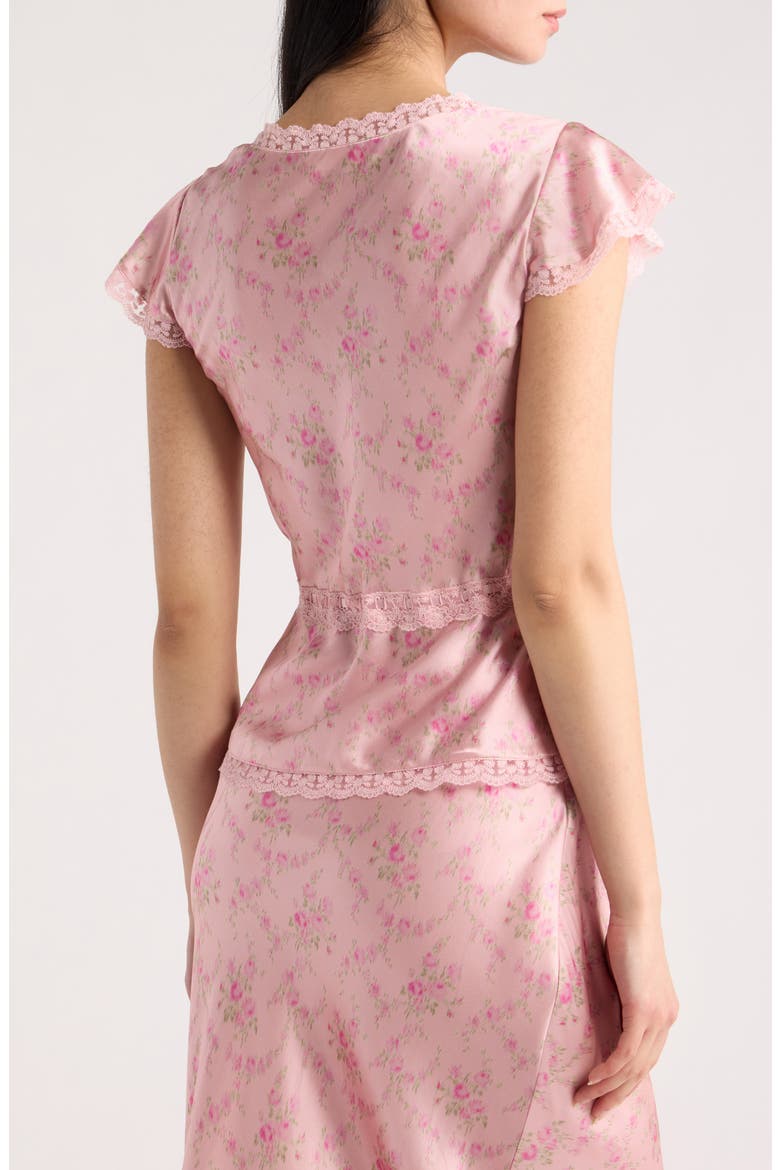Amara Lace Trim Silk Blend Top, Alternate, color, SPICED CAMELLIA
