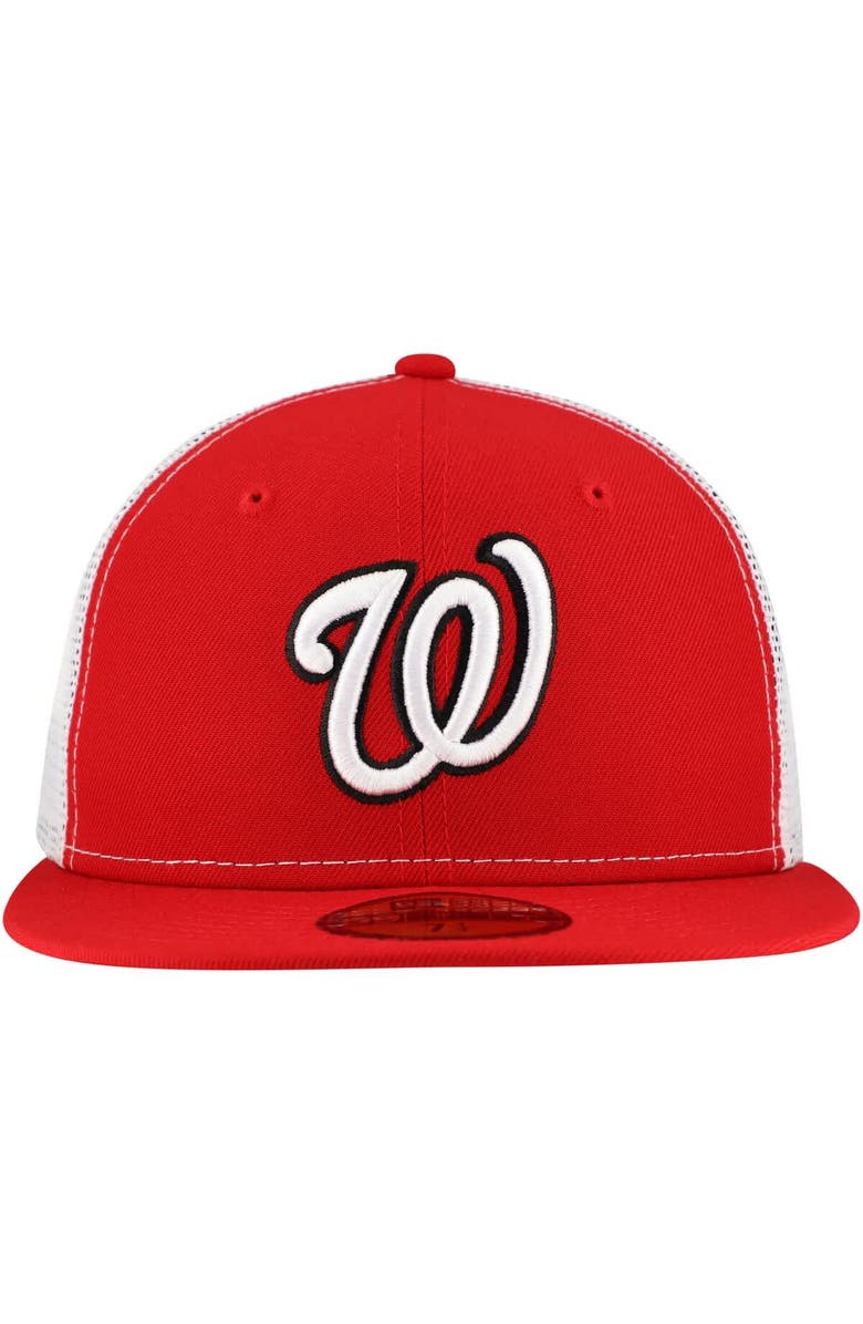 New Era Men's New Era Red Washington Nationals Team Color 59FIFTY Trucker Fitted Hat, Alternate, color, Red