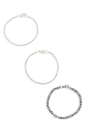 Area Stars Set Of 3 Slim Chain Bracelets In Silver/black