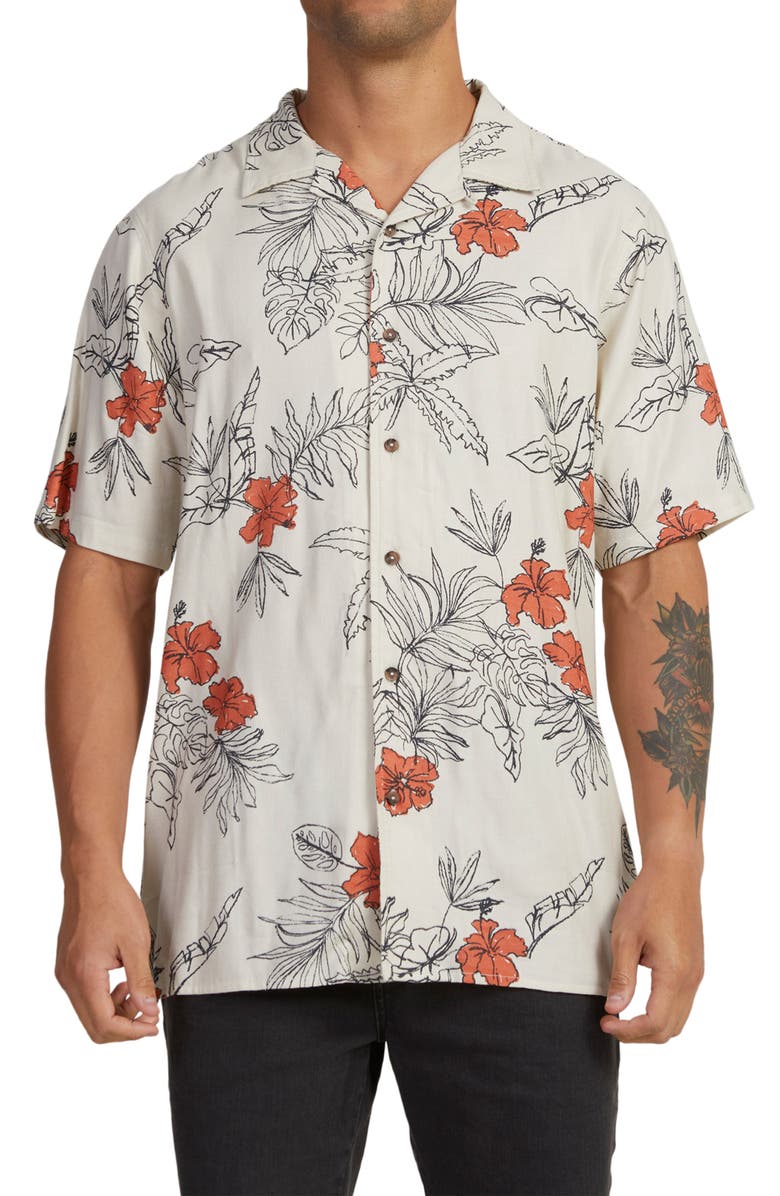 RVCA Hand Drawn Camp Shirt, Main, color, 
