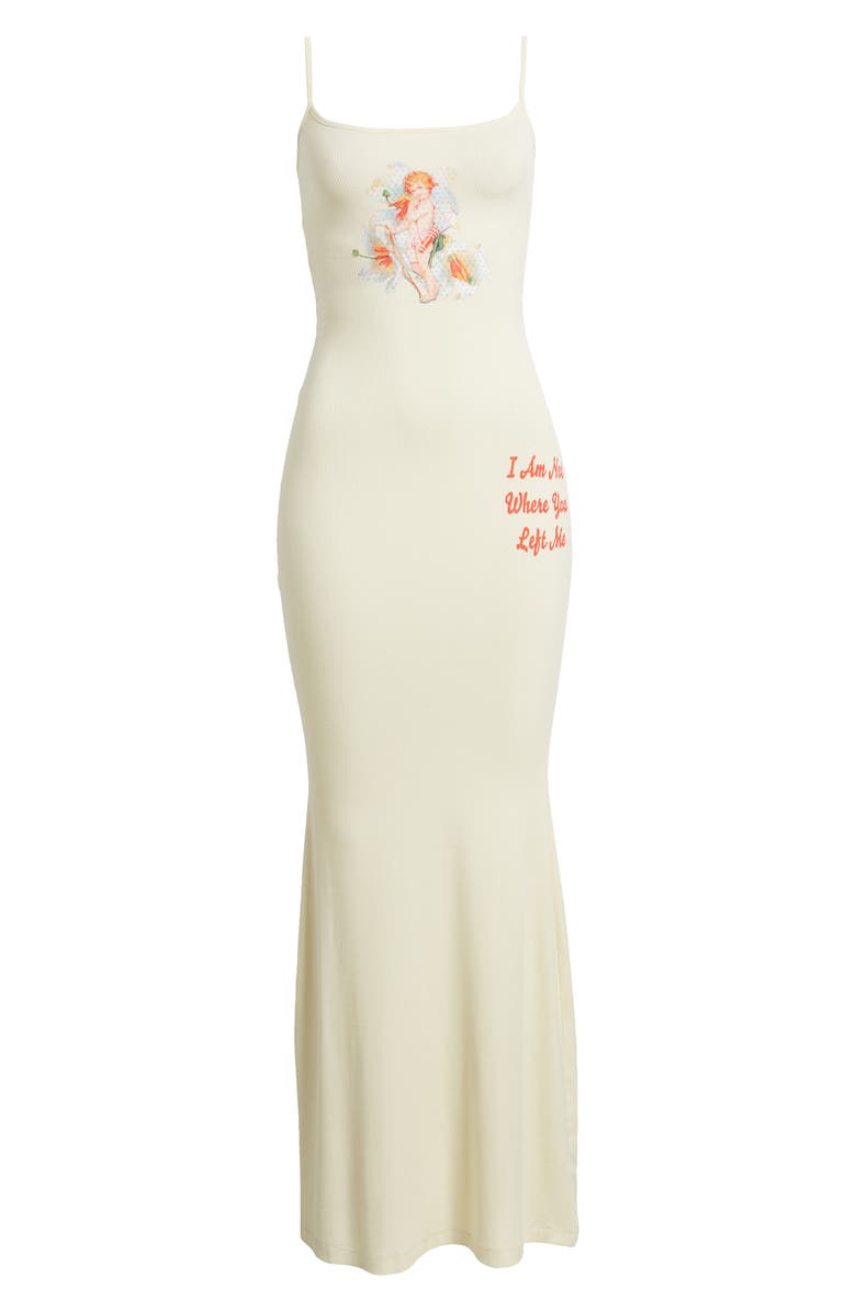 BOYS LIE I Am Not Where You Left Me Rhinestone Embellished Rib Maxi Dress, Alternate, color, 