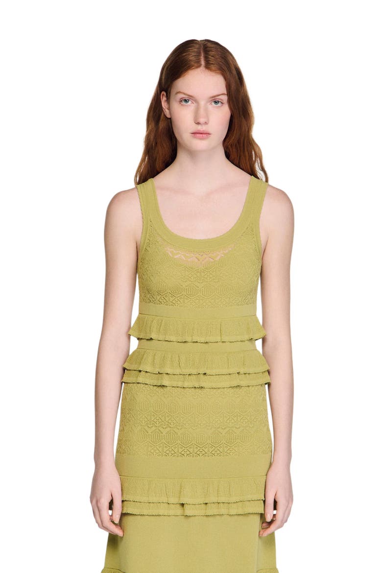 Ruffled knit maxi dress, Alternate, color, Green