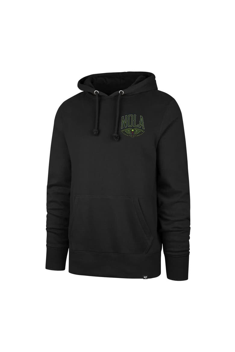 Men's '47 Black New Orleans Pelicans 2025/26 City Edition Jab Step Headline Hoodie, Alternate, color, Black