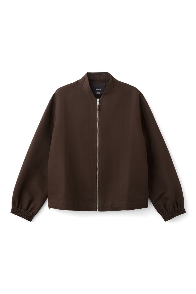 Linen & Cotton Bomber Jacket, Alternate, color, CHOCOLATE