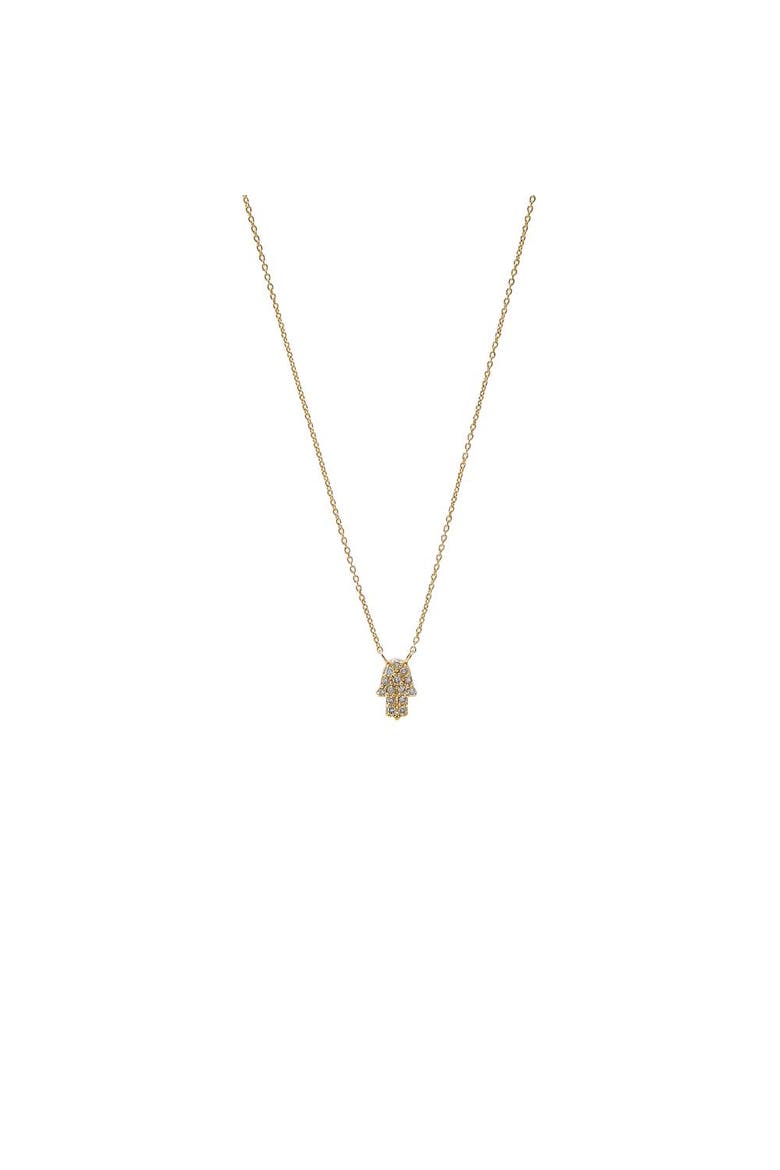 Diamond Pave Hamsa Pendant Necklace 14K, Main, color, 14K Gold
