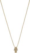 BY ADINA EDEN Diamond Pave Hamsa Pendant Necklace 14K