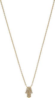 BY ADINA EDEN Diamond Pave Hamsa Pendant Necklace 14K