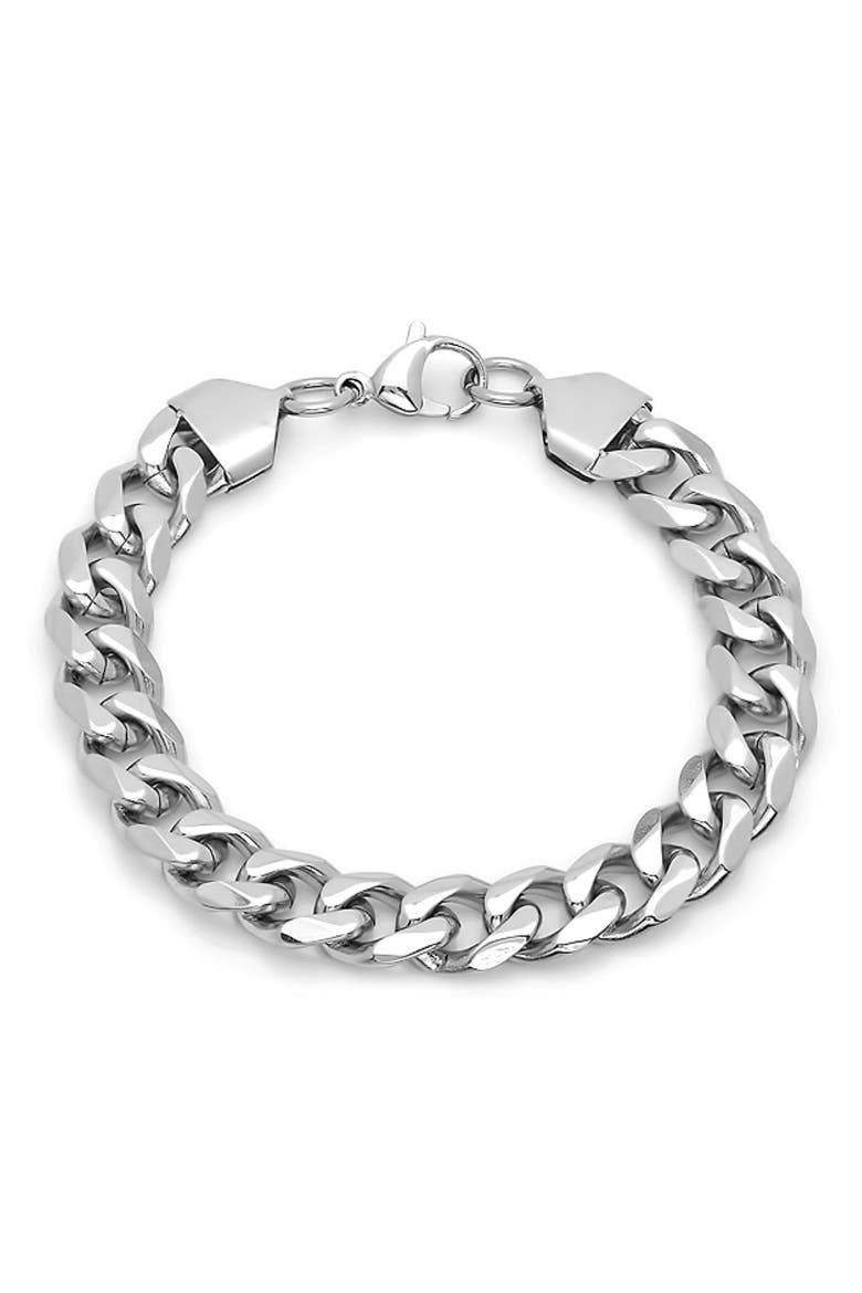 Men's Stainless Steel 8.5" Curb Chain Bracelet, Main, color, METALLIC