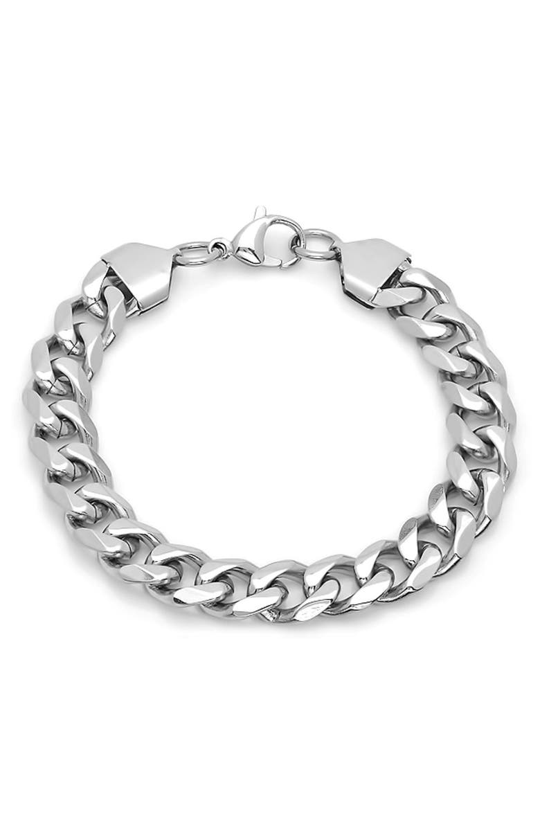 STEELTIME Men's Stainless Steel 8.5" Curb Chain Bracelet, Main, color, Metallic