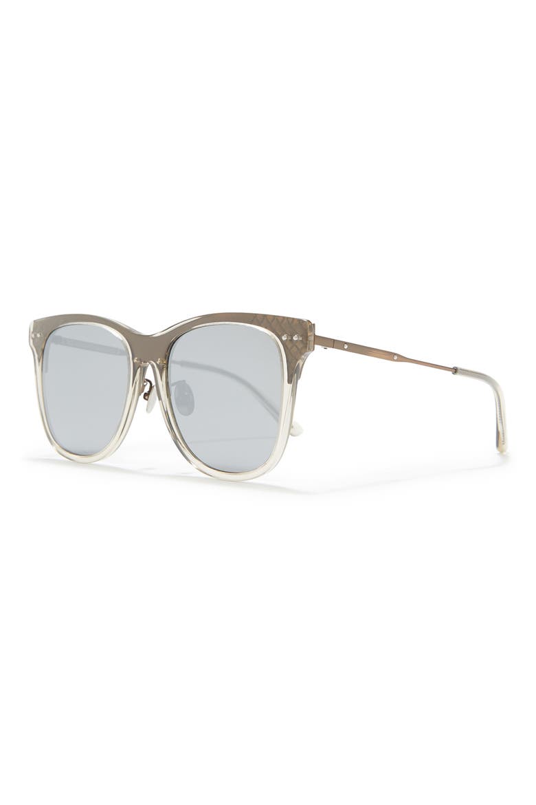 56mm Modified Square Sunglasses, Alternate, color, SHINY TRANSPARENT MUD/SLV