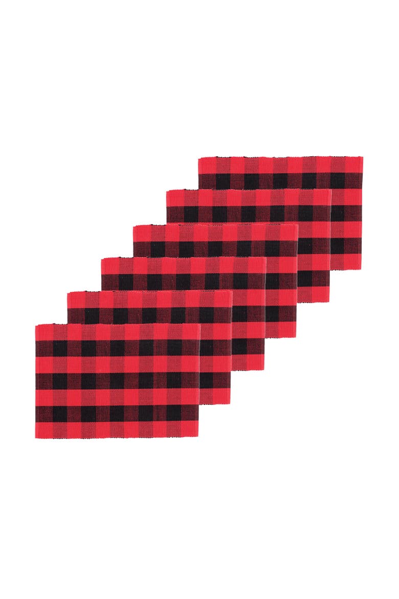Franklin Checkered Plaid Placemat Set of 6, Alternate, color, Red