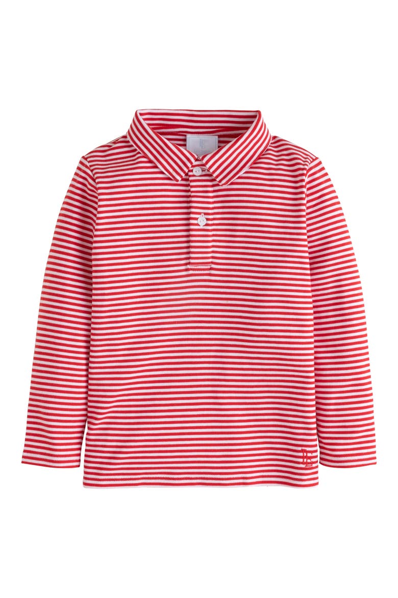 Kids' Striped Long Sleeve Polo, Main, color, Red Stripe
