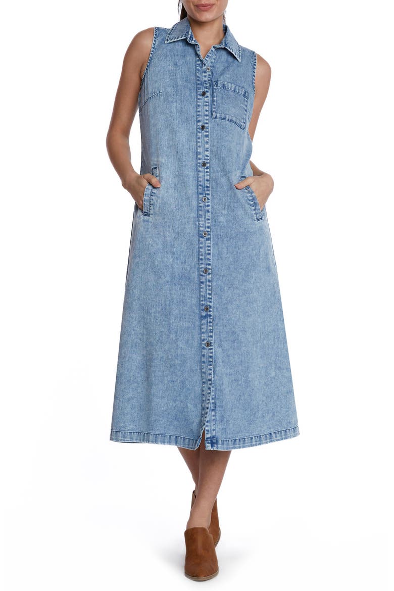 Sleeveless Denim Shirtdress, Main, color, FROST BLUE