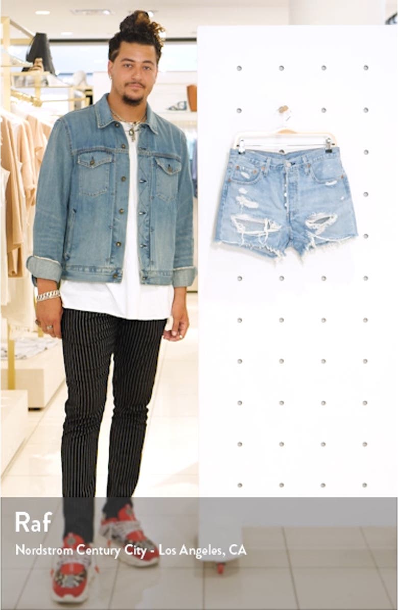 <sup>®</sup> 501<sup>®</sup> High Waist Ripped Cutoff Denim Shorts, sales video thumbnail