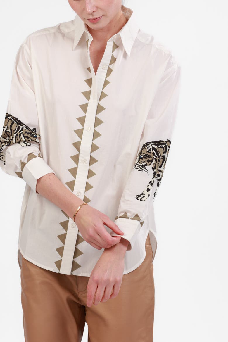 Poplin Shirt Snow Leopard, Main, color, White