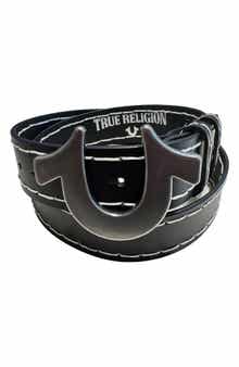 True Religion Lucky Break Horseshoe Buckle Leather Belt