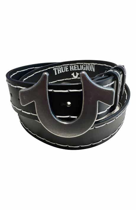 True Religion Lucky Break Horseshoe Buckle Leather Belt