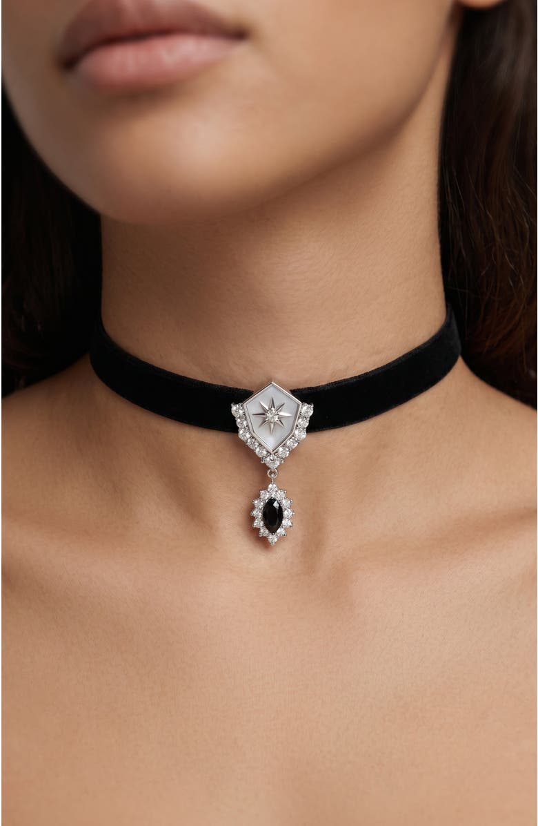 RETRO CHIC Guardian of the Galaxy Choker, Alternate, color, Black & Sliver&Crystal Clear