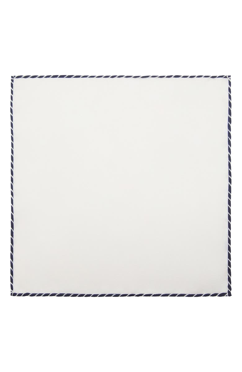 MANGO Silk Pocket Square, Alternate, color, Navy