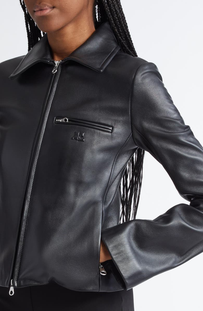 Courrèges AC Logo Leather Jacket, Alternate, color,