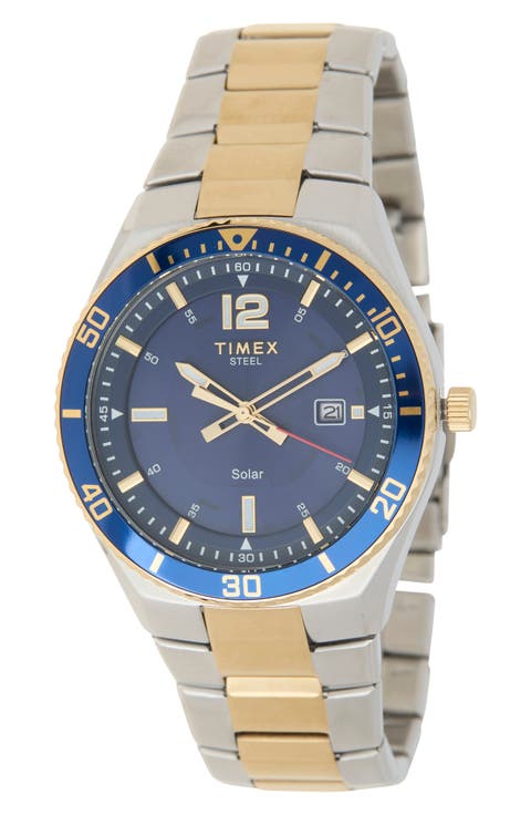 Solar Two-Tone Bracelet Watch, 43mm