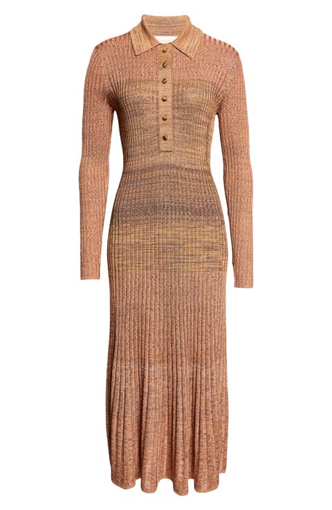 Mouliné Rib Polo Sweater Dress