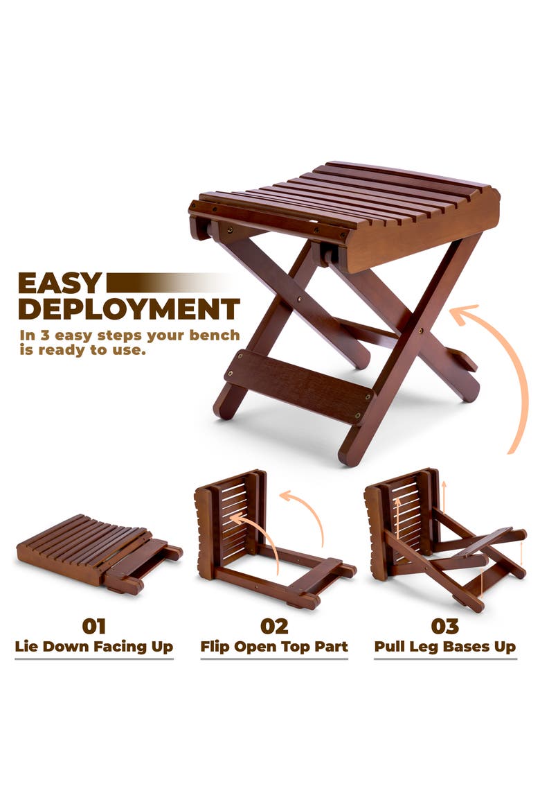 Bamboo Folding Step Stool, Alternate, color, BROWN