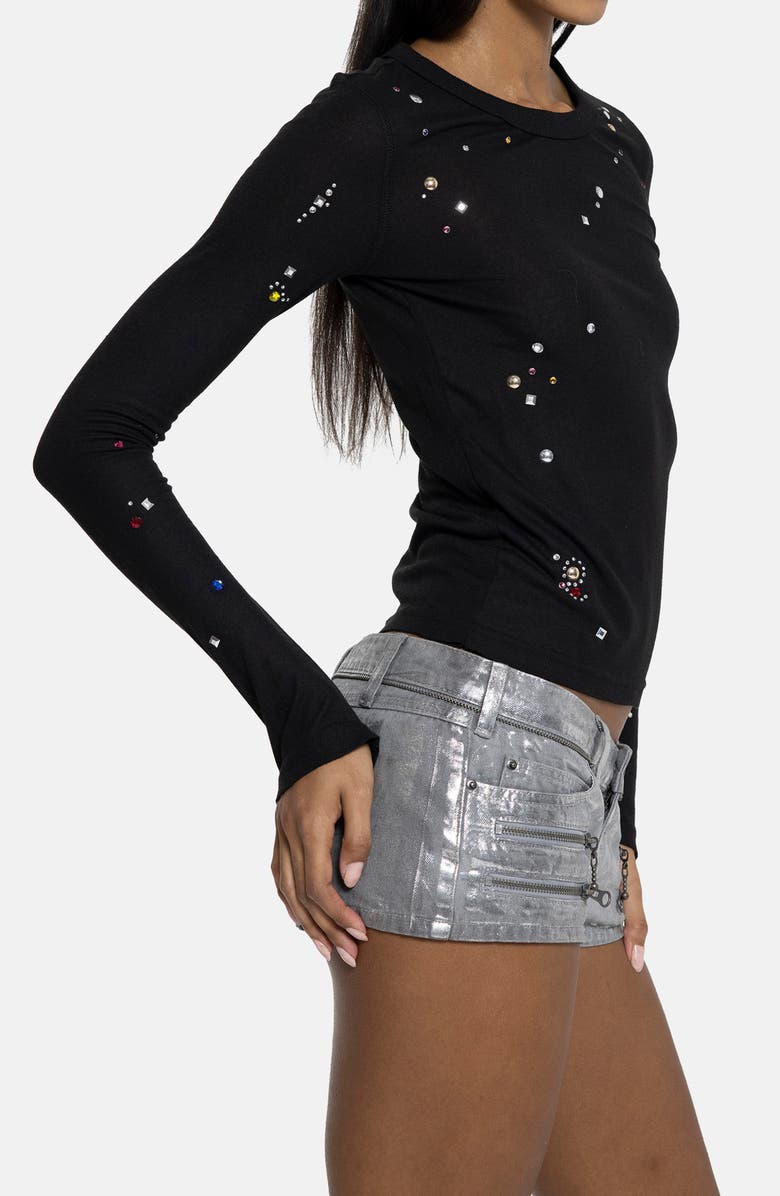 JADED LONDON Studded Long Sleeve Knit T-Shirt, Alternate, color, Black